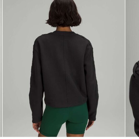 NWT New LULULEMON Braided Sleeve Pullover Sweatshirt Black 10 - Picture 3 of 6